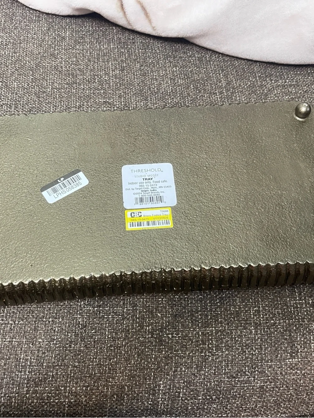 Studio McGee Brass Footed Tray with Handles - Threshold™